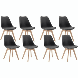WOLTU 8er Set Esszimmerstühle Küchenstuhl Design Stuhl Esszimmerstuhl Kunstleder Holz Grau EZS69gr-8 8er Set Grau