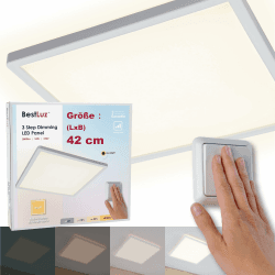 BestLuz LED Deckenleuchte Flach Eckig 42cm 24W 2800LM Dreistufige Dimmung LED Panel Deckenlampe Neutralweiß 4000K mit Backlight-Effekt für Badezimmer Schlafzimmer Wohnzimmer Küche, Ultra Dünn 42 x 42 x 2,8 CM 4000k