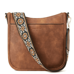 BOSTANTEN Damen Handtasche Kleine Umhängetasche aus PU Leder Schultertasche für Frauen Crossbody Bags mit verstellbarem Farbigem Riemen 1-braun