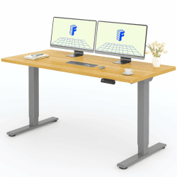 FLEXISPOT Höhenverstellbarer Schreibtisch mit 2 Motoren & 25MM einteiliger Tischplatte,ergonomischer Bürotisch - 160 x 80 cm Ahorn, graues Gestell 160 x 80 cm M-ahorn+grau Gestell