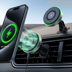 Mag-Safe Handyhalterung Auto mit Ladefunktion, Hinyx Autohalterung Ladegerät Magnet Zubehör, Handyhalter kompatibel mit iPhone16/15/14/14/13 Pro Max/14 Plus&Samsung S9 01-Green light