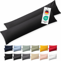 Blumtal Seitenschläferkissen Bezug 40 x 145 (2er Set Kissenbezüge) - Anthrazit - 100% Baumwolle, Oeko-Tex Zertifiziert, Kissenbezug für Seitenschläferkissen, Kissenhülle mit Reißverschluss 145 x 40 cm, 2 Stück Anthrazit