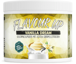 Geschmackspulver VANILLE 250g - Leckerer Geschmack und Süße - nur 11 kcal pro Portion - Vielseitig einsetzbar für Lebensmittel & Getränke - Flavour Powder - FLAVOUR UP Vanilla Dream