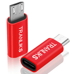 TRANLIKS 2 Pack Adapter Micro USB auf Lighting, Lighting Female auf Micro USB Male Adapter for Charging and Data Sync - Rot lightning Rot