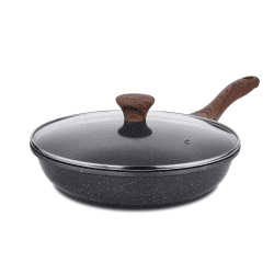 SENSARTE Antihaft Bratpfanne mit Deckel, 28cm Schweizer Granit Beschichtung Omelette Pfanne, gesunde Stein Kochgeschirr Chef's Pfanne, Gasherd und Induktion kompatibel, PFOA frei Bratpfanne mit Deckel 28cm