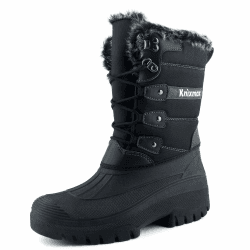 Knixmax Herren Damen Schneestiefel Winterstiefel Warme Gefüttert Winterschuhe rutschfest Wasserdicht Sohle Leichte Winter Stiefel Gr.37-46 40 EU Schwarz