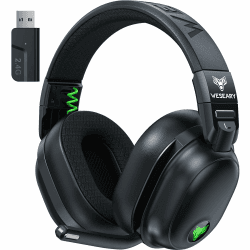 WESEARY WG3 Bluetooth Kopfhörer, 2,4G Wireless Gaming Headset mit Mikrofon für PS5, PS4, PC, Switch, Mac, Faltbarer Surround Sound Noise Cancelling mit RGB Licht, Über 50 Stunden Akkulaufzeit Pro-Wireless Schwarz