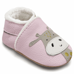 IceUnicorn Krabbelschuhe Baby Winter Krabbelschuhe Gefüttert Plüsch Hausschuhe Baby Lauflernschuhe Warm Weiche Leder Babyschuhe 12-18 Monate Grau Pudergiraffe