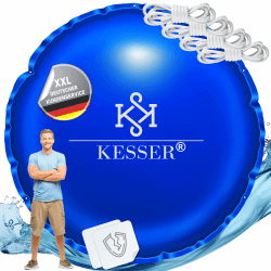 KESSER® Poolkissen Winter 400cm | Poolabdeckung mit Doppelnaht Whirpools | Luftkissen Pool Abdeckung Überwinterung | Abdeckung Einbaupools Winter | PVC wasserdicht & UV-beständig mit 4X Seile 400cm Rund Blau