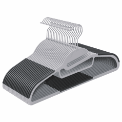 SONGMICS Kleiderbügel Kunststoff, 20er Set, Bügel mit U-förmiger Öffnung, platzsparend, 0,5 cm dick, 41,5 cm breit, um 360° drehbarer Haken, hellgrau-dunkelgrau CRP41G Hellgrau + Dunkelgrau 20 Stück