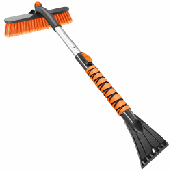 HEEYA Eiskratzer Auto, 84cm Auto Schneebürste ausziehbarer Schneekratzer und Bürste mit Schaumstoffgriff für Windschutzscheibe, Fenster, SUV, LKW - Orange