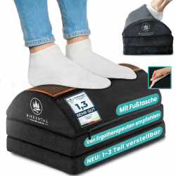 Birkental Fußstütze Schreibtisch – (TESTSIEGER) 3 Fach höhenverstellbar mit flauschiger Fußtasche-Ergonomisch höhenverstellbare, rutschfeste Fußablage–Büro und Schreibtisch Zubehör-Fußbank Fußhocker 3 einstellbare Höhen
