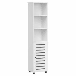 VASAGLE Hochschrank fürs Badezimmer, hoher Badezimmerschrank, Badregal stehend, mit 3 offenen Fächern und 2 verstellbaren Einlegeböden, Wohnzimmer, Eingangsbereich, wolkenweiß BBK160W01