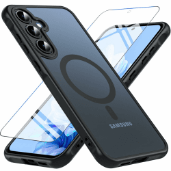 BESINPO Magnetisch Für Samsung Galaxy A55 5G Hülle mit Panzerglas Glas, Militärschutz Handyhülle A55 5G Stoßfest Robust Dünn Schutzfolie Schutzhülle Case Cover für Samsung A55(Schwarz) Galaxy A55 5G A55-Schwarz