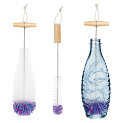 Diwoker Flaschenbürste für Glasflaschen Flaschenreiniger, 2 STK Reinigungsbürste Reinigung Flaschenreiniger für Glaskaraffe,Trinkflaschen,Babyflaschen,Sodaflaschen (Weiß)
