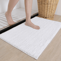Color G Badematte rutschfest 40x60cm, Badezimmerteppich, Weich Badeteppich Flauschige Maschinenwaschbar Mikrofaser Badvorleger, Absorbent Badematten für Badezimmer Badewanne (Weiß) Weiß 40x60cm