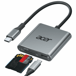 acer USB C SD Kartenleser 312M/S mit 100W PD, UHS-II SD 4.0 Card Reader aus Aluminium USB C Micro SD Speicherkartenleser Adapter für iPhone 15/16 Serie,Galaxy S24,iPad Pro,MacBook Pro,Surface Pro usw. Grau