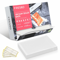 Vakuumierbeutel FRESKO Vakuumbeutel 15x25cm / 100 Profi- Folienbeutel, für alle Vakuumierer, BPA-frei, Eingeprägte Luftrillen, Extrahierbares Verpackungsdesign, Sous Vide Gefrierbeutel 15 x 25CM-100Q