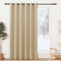 PONY DANCE Raumteiler Gardinen Wohnimmer Ösenvorhang - 1 Stück H 210 x B 200 cm Vorhänge Verdunkelung Thermovorhang gegen Kälte Gardinen für Sichtschutz, Biscotti Beige H210 x B200 cm (1er Pack) Biscotti Beige