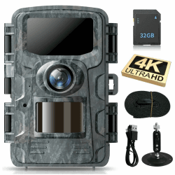 VOOPEAK Wildkamera 4K 48MP mit 32GB SD Karte, Wildkamera mit Bewegungsmelder Nachtsicht Aktiviert 120° Überwachungswinkel, Wildtierkamera IR 0.1s Schnelle Trigger IP66 Wasserdicht und 2,0" Bildschirm 48MP mit SD karte