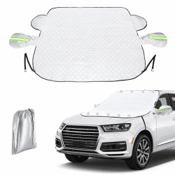 AdrreyuFny Sonnenschutz Auto Frontscheibe, Frontscheibenabdeckung Auto Sonnenschutz Frontscheibe Sonnenschutz Windschutzscheibe Faltbar mit Magnet Fixierung für Verschiedener Größe Auto (165 * 126cm) Silbrig 165*126
