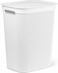 Rotho Brisen Wäschesammler 50l mit Deckel und 2 Griffen, Kunststoff (PP) BPA-frei, weiss, 50l (43.1 x 34.0 x 52.9 cm)