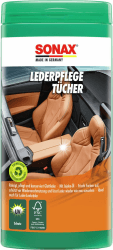 SONAX LederPflegeTücher Box (25 Stück) reinigen schnell, einfach und gründlich alle Oberflächen aus Glattleder | Art-Nr. 04123000 LederPflegeTücher Box 25 stück (1er Pack)