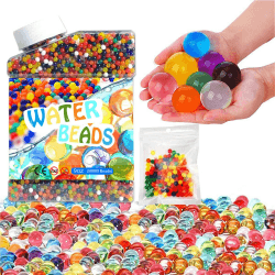 Jacisk WasserPerlen Set 50000 Stücke & 200 Stücke Harz Rund Wasserperlen XXL, Wasserperlen Ungiftig, Water Beads für Heimwerker, Dekoration, Pflanzenfüller Mix