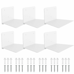 Sheeliy Unsichtbares Bücherregal, Schwebendes Bücherregal, Unsichtbare Regale für Bücher, Schwebendes Regale Wand für Schlafzimmer, Floating Bookshelf Metall Stabil für Büro, 6 er Set 6 Stücke