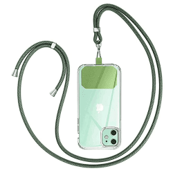 GUMO-LONG Handykette Universal zum Umhängen - Kompatibel mit jedem Handy und Smartphone, Kette zum Umhängen, Hülle mit Kordel, Handyband mit jeder Hülle kombinierbar dunkelgrün