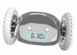 CLOCKY Lauter Wecker Digital Wecker Laut für tiefschläfer Erwachsene Jugendliche Lustig für schwerhörige schwere Schläfer auf Rädern Weglaufen Fahrender Springen Wegrollen Lustiges Geschenk (Silber)