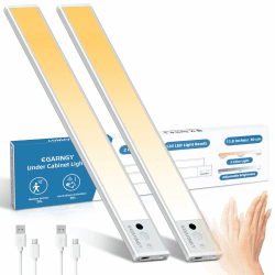 EGARNGY Schrankbeleuchtung, Schranklicht Mit Bewegungsmelder, Led Schrankbeleuchtung Mit 30cm, 120 Led, 3 Farben, 2200 mah-akkus, Schrankbeleuchtung Kabellos für küche, schranklampen, schränke Silbrig 30cm/2 pcs