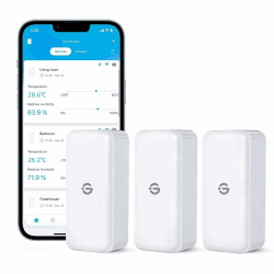 GoveeLife Hygrometer Thermometer Innen Sensoren 3Pack, Mini Bluetooth Temperatur und Luftfeuchtigkeitsmesser mit App Benachrichtigung und Datenspeicherung, geeignet für Gewächshaus, Weinkeller
