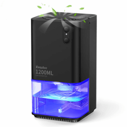 Luftentfeuchter 1200ML, EasyAcc Luftentfeuchter Elektrisch,Automatischer Gegen Feuchtigkeit, Auto Abschaltung, 7 Farbiges Licht, Tragbar, Ultra Leise, Luftentfeuchter für Badezimmer, Schlafzimmer Schwarz