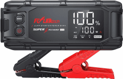 FLYLINKTECH Starthilfe Powerbank, 6000A Spitzstrom, PD45W In/Out Schnellladung Starter Powerbank für Alle Benzinmotor/10,0L Dieselmotor, 26800mAh Starthilfegerät mit Taschenlampe und LCD Bildschirm