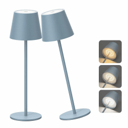 Aipsun 2 Stück Dimmbare LED akku Tischleuchte Blau, 6000mAh, Tischlampe Kabellos, Warmweiß(2700k-6000k), IP54, led tischlampe outdoor für Restaurant, Schlafzimmer, Bar Blau-2700k 4000k 6000k 2 Stück