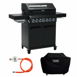 TAINO PLATINUM YAMARA DARK 4+2 Gasgrill Set Stahl 4 Brenner Keramik Sear-Burner Keramik Backburner Piezo-Zündung Abdeckhaube PLATINUM YAMARA DARK 4+2 + Haube