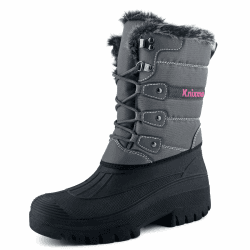 Knixmax Herren Damen Schneestiefel Winterstiefel Warme Gefüttert Winterschuhe rutschfest Wasserdicht Sohle Leichte Winter Stiefel Gr.37-46 39 EU Grau