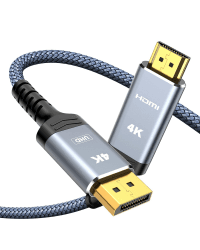 Highwings 4K DisplayPort auf HDMI Kabel 3M, DP für HDMI Verbindungskabel Unidirektionaler Nylon Geflochtener DisplayPort zu HDMI für Monitor, TV, Projektor, Laptop, PC, AMD, NVIDIA
