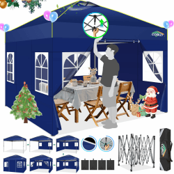 COBIZI Pavillon 3x3m Wasserdicht Stabil Winterfest Faltpavillon Partyzelt Gartenpavillon Pop Up Pavillon Klappbar Zelt mit 4 Seitenwnden Belüftungsöffnungen, Sandsack für Markt, Freien Event,Navy Blau Navy Blau 3x3m mit 4 Seitenteilen