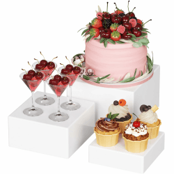 Lifewit Tortenständer Cube Ständer, 3 Stück, Cupcake Display Wiederverwendbar Organizer mit Podest Requisiten für Fotos Machen im Buffet, Hochzeit, Familienfeier, Geburtstag Party, Weiß Weiß 3