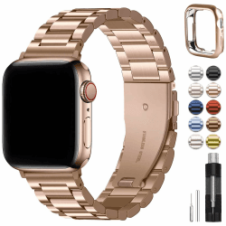 Fullmosa Kompatibel mit Apple Watch SE Armband 40mm 41mm 38mm Damen Herren, Metallarmband Edelstahl Bands für SE Series 9 8 7 6 5 4 3 2 1 iwatch Armbänder Roségold 38mm/40mm/41mm Roségold