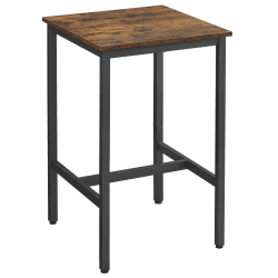 VASAGLE Hoher Tisch, Bartisch, quadratisch, Stahlrahmen, 60 x 60 x 92 cm, einfache Montage, für Küche, Wohnzimmer, Industriestil, rustikales Braun und Schwarz LBT25X Rustikales Braun + Schwarz
