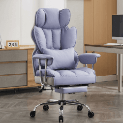 Efomao bürostuhl ergonomisch, PU Leder Chefsessel, bürostuhl 200 kg mit Fußstütze und Lendenwirbelstütze, Verstellbarer Stuhl mit hoher Rückenlehne, Hellviolett De Light Purpel