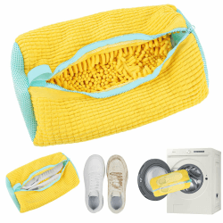 schuhwaschbeutel waschmaschine 1 Stück Multi Schutz schuhbeutel waschmaschine wiederverwendbarer sneaker waschbeutel für alle Schuharten und -größen,schonen sowohl Schuhe als auch Waschmaschine (Gelb) Gelb-1 Stück