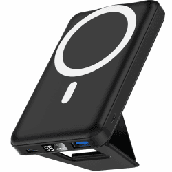 Podoru for Magsafe Powerbank iPhone, 10000mah Faltbarer Magnetische Wireless Power Bank PD 22.5W Schnelles Laden mit LED-Display, Kabellos Akkupack für iPhone 16/15/14/13/12/Pro/Pro Max/Mini (Schwarz)