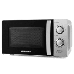 Orbegozo MI 2118 - Mikrowelle mit 20 Liter Kapazität, 6 Leistungsstufen, Timer bis zu 30 Minuten, 700 W, Stahl / Silber 700 W. Silber.