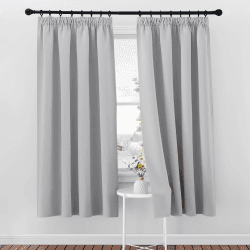 PONY DANCE Verdunklungsgardine Kräuselband 2er Set H 175 x B 140 cm Schlafzimmer Gardinen mit Kräuselband für Schiene Vorhang Grau Blickdicht Thermogardine Kälteschutz, Silbergrau H175 x B140 cm (2er Pack) Silbergrau