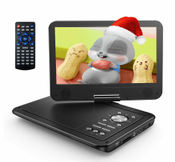 YOTON 12,5-Zoll Tragbarer DVD-Player mit 10,5-Zoll HD-Drehbildschirm, ideal fürs Auto, inkl. Autoladegerät, Netzteil, Akku, unterstützt USB/SD-Karte/TV-Sync [Kein Blu-ray] Black