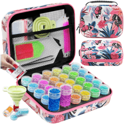 ARTDOT 5D Diamond Painting Zubehör Boxen, 30 Stück Diamant Painting Set mit Koffer Stift Trichter Stickers B-rosa Klein (30 Stück)